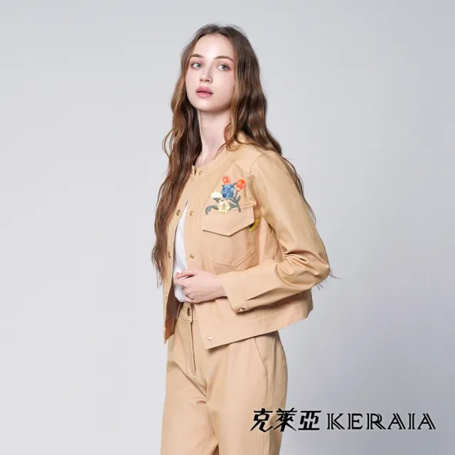 【KERAIA 克萊亞】大地織花柔彈丹寧外套