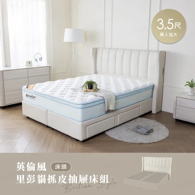 【H&D 東稻家居】台灣製里彭貓抓皮插座床頭3.5尺(MIT 防潑 六分板 單人加大)