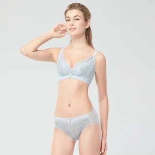 【Swear 思薇爾】美波曲線系列B-E罩無鋼圈蕾絲包覆背心型塑身女內衣(晨煙藍)