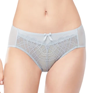 【Swear 思薇爾】美波曲線系列M-3XL蕾絲中腰三角女內褲(晨煙藍)