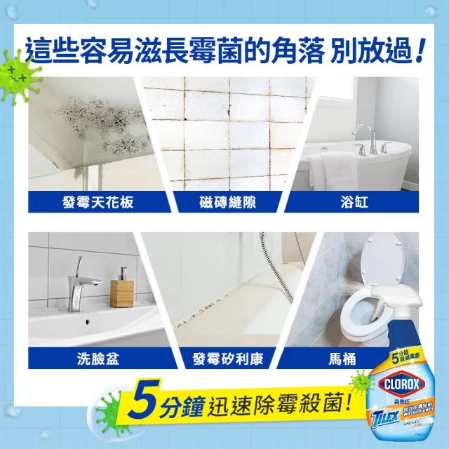 【Clorox 高樂氏】強效除霉清潔噴劑噴槍946ml(浴室/磁磚/馬桶/矽利康/淋浴間)