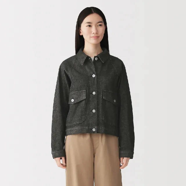 【MUJI 無印良品】女吉貝木棉混外套(黑色)