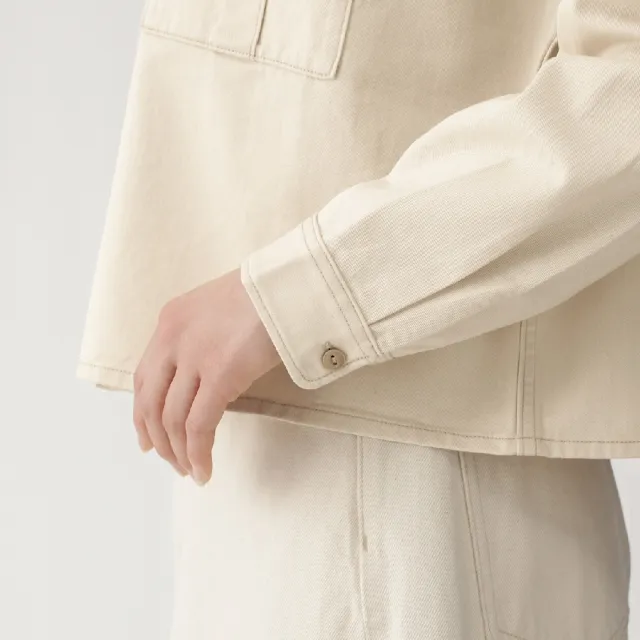 【MUJI 無印良品】女吉貝木棉混輕薄斜紋織長袖襯衫(黑色/原色)