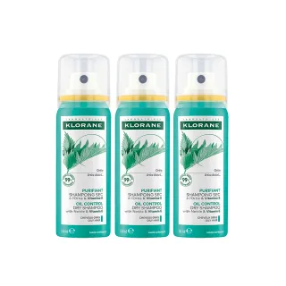【KLORANE 蔻蘿蘭】官方直營 乾洗髮噴霧50ml*3入組(根源控油)
