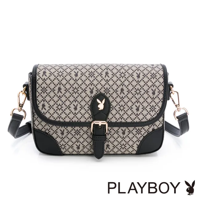 【PLAYBOY】斜背包 印花兔系列 - 黑色