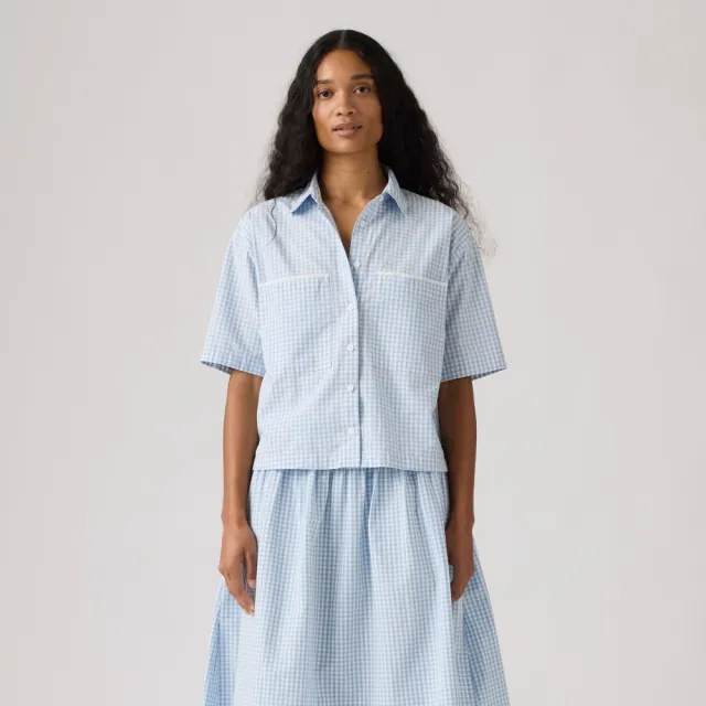 【LEVIS】Levi”s 襯衫 格紋襯衫 藍色襯衫 女生上衣 熱賣單品 005O8-0000