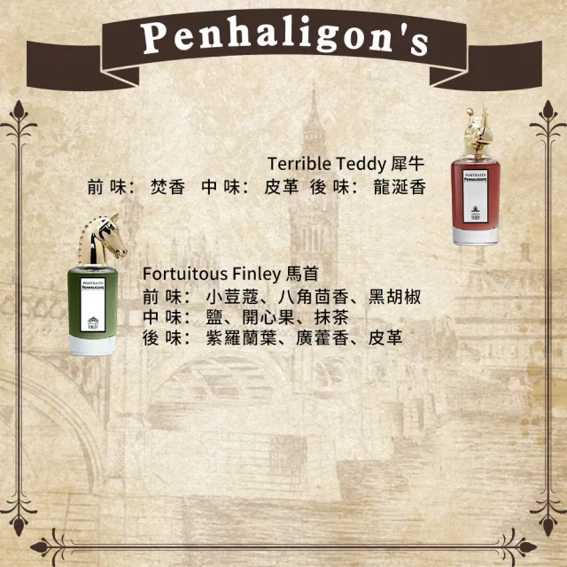 【PENHALIGON’S 潘海利根】獸首系列淡香精 75ml(公鹿/狐狸/盤羊/羚羊/公牛/龍首/獵犬/孔雀)