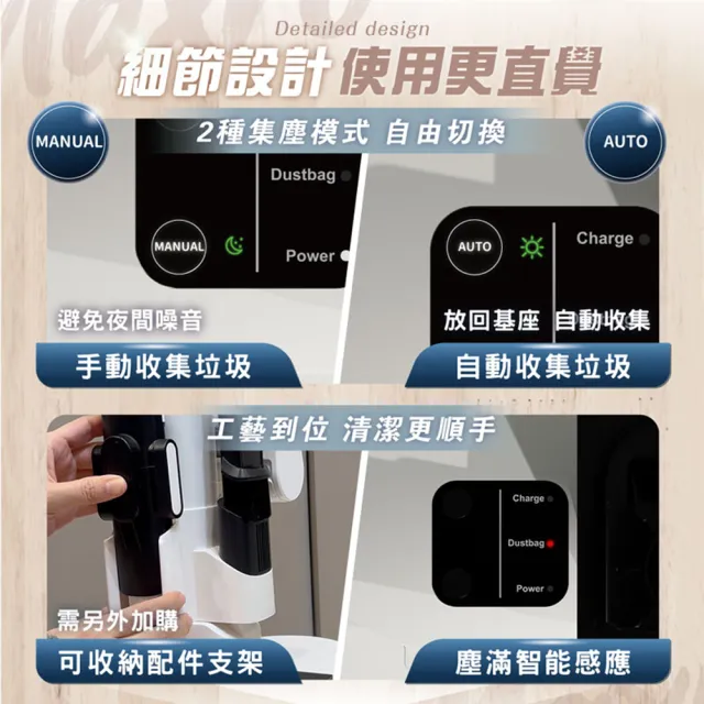 【MAXRO】易吸淨 | 自動集塵強力旋風吸塵器 MX-VC2501-經典標配組