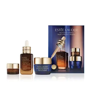 【Estee Lauder 雅詩蘭黛】特潤煥亮全能組(修護露30ml+亮眼霜 5ml+膠原藍霜15ml/禮盒/小棕瓶/乳霜/晚霜)