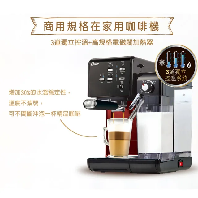 【Oster】奶泡大師二代★5+隨享義式咖啡機-搖滾黑(義式/膠囊兩用)