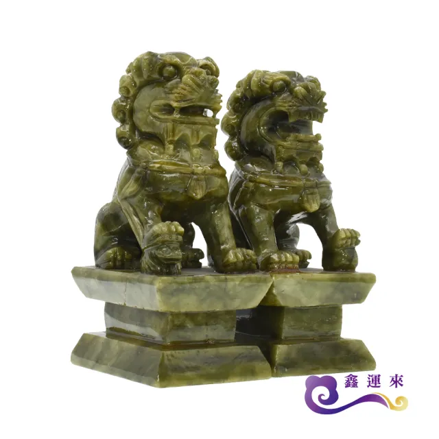【鑫運來】◎青玉雙獅聚財擺件(小)