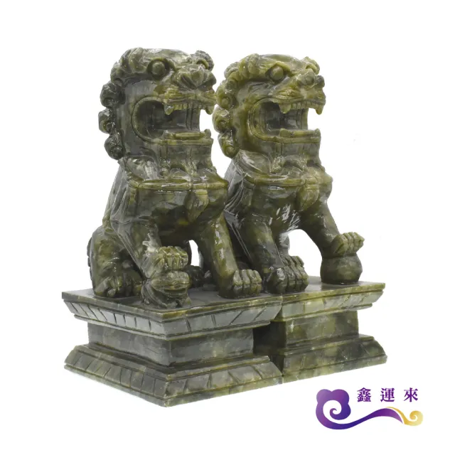 【鑫運來】◎青玉雙獅聚財擺件(大)