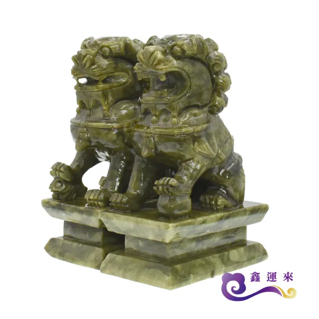 【鑫運來】◎青玉雙獅聚財擺件(中)