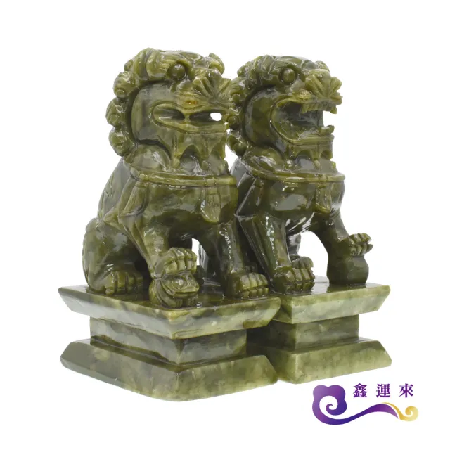 【鑫運來】◎青玉雙獅聚財擺件(中)