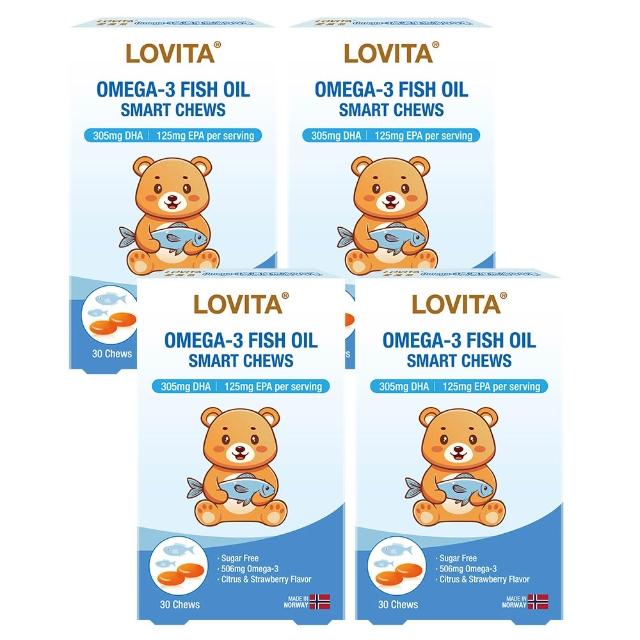 即期品【LOVITA 愛維他】即期品-Omega-3高濃度魚油QQ凍*4盒 30顆/盒 共120顆