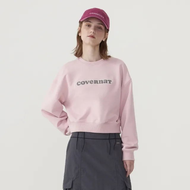 【COVERNAT】女款Logo大學T(WMS圓領上衣 炭灰/象牙白/淺粉/天藍色)
