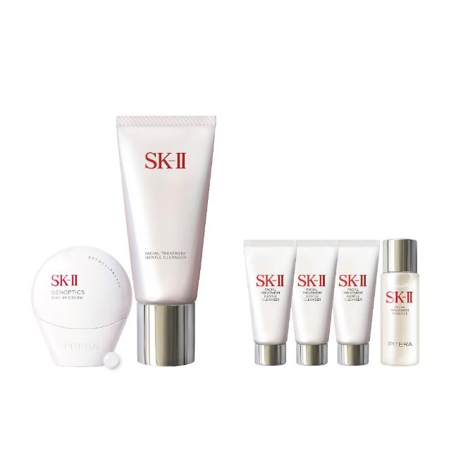 【SK-II】官方直營 防曬霜30g＋潔面乳120g(五合一小白球/防曬透明/新客入手)