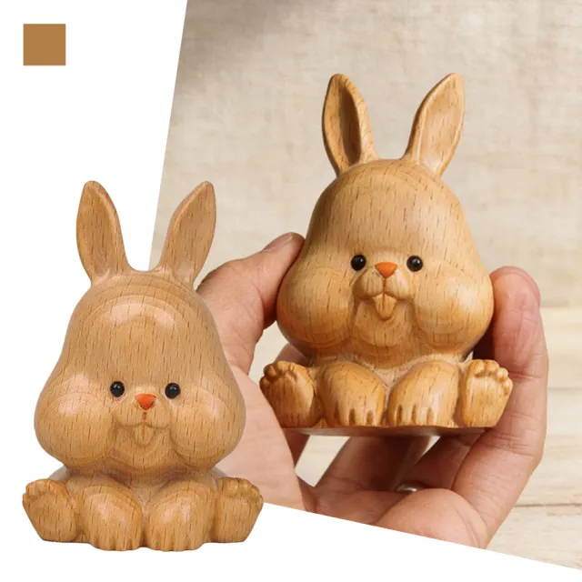 【MoonDy】擺件 裝飾品 居家擺件 可愛齙牙兔 桌面裝飾 櫸木裝飾品 木雕擺件 療癒小物 擺設 雕刻擺件
