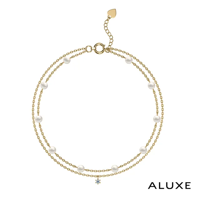【ALUXE 亞立詩】10K金 天然淡水珍珠 鑽石手鍊 單鑽雙鍊 珍愛系列 Be Loved BR0215(珍愛系列 Be Loved)