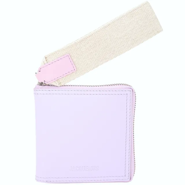 【JACQUEMUS】Le Carre Rond 滑面牛皮拉鍊短夾-粉紫色 南法小眾精品