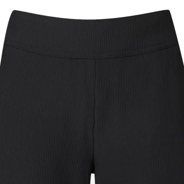 【DESCENTE】長褲 女 運動褲 寬鬆版型 WOMEN RIBBED SEMI-WIDE FLEECE PANTS 黑 SR122PFP13-BLK0