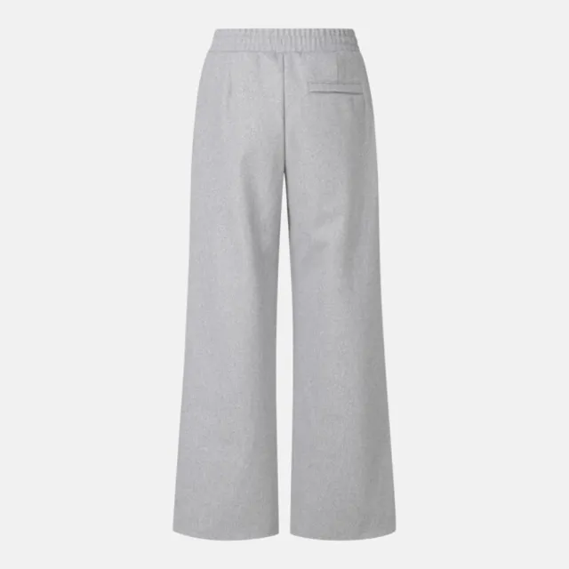【DESCENTE】長褲 女 運動褲 寬鬆版型 WOMEN WOOL-LIKE WIDE FLEECE PANTS 灰 SR122PFP11-MGRY