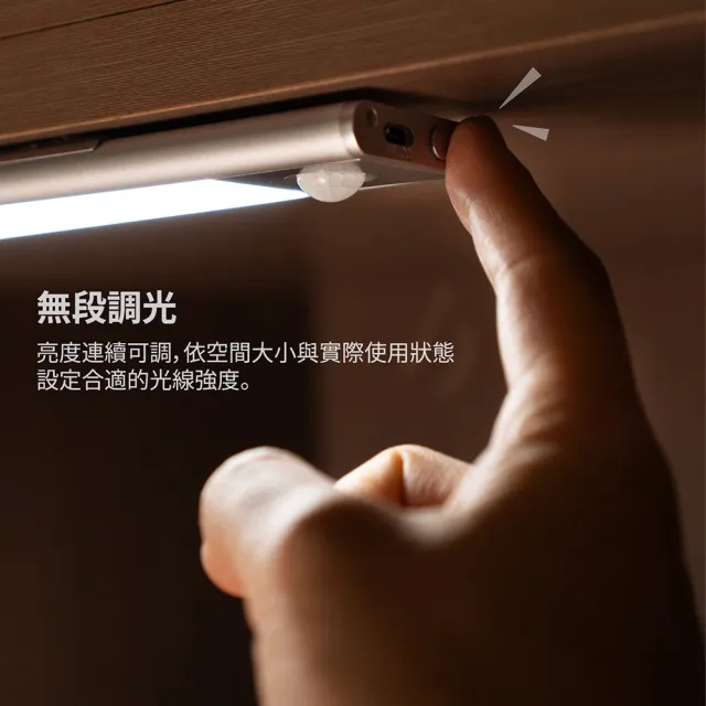 【太星電工】LED人體感應櫥櫃燈40CM 超薄 磁吸安裝 USB充電 三色光 (智能感應/櫥櫃條燈/樓梯燈)WDH040