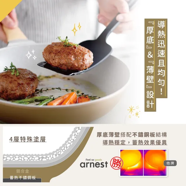 【Arnest】Air iH大理石塗層超輕量平底鍋_20cm(ih爐可用鍋 平底鍋 不沾鍋)