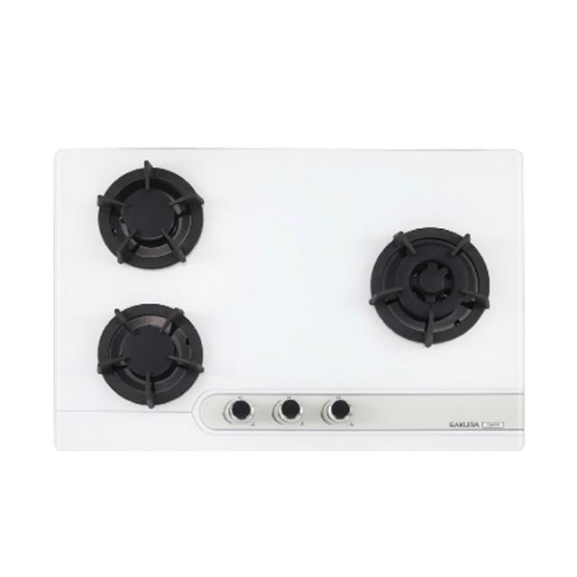 【SAKURA 櫻花】三口白色強化玻璃大面板易清檯面爐(G2633G 原廠技師到府 基本安裝)