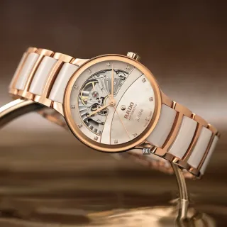 【Rado 雷達表】廣告熱賣款 Centrix晶萃鏤空機械腕錶 白鑽鵲橋35㎜款 R01(R30029922)