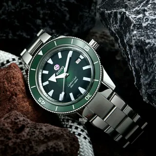 【Rado 雷達表】熱賣款 Captain Cook庫克船長300米機械腕錶 綠面42㎜款 R01(R32105313)
