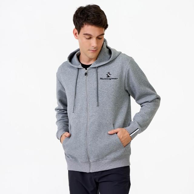 【Munsingwear】企鵝牌 網路獨家 男款灰色刺繡連帽休閒外套 MGWL6607