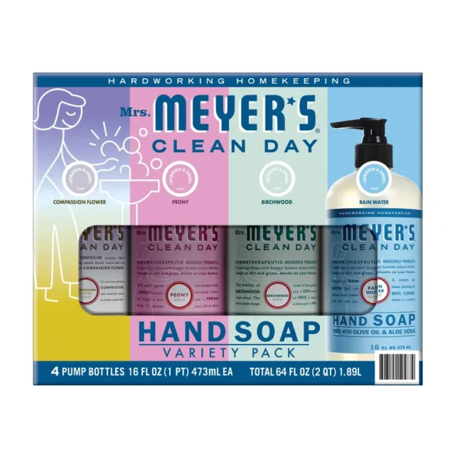 【Mrs.Meyers 梅耶夫人】美國好市多限量洗手乳禮盒(慈心花 牡丹 樺木 雨露)