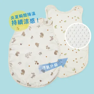 【Hoppetta】漫步森林 瞬拆涼感天絲三層紗防踢背心 嬰童(0-3歲 日本製涼感透氣輕盈可拆換棉涼排汗網眼布)