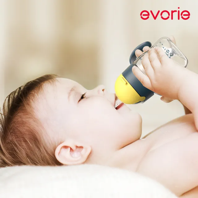 【Evorie】Tritan 200mL300mL雙色學飲吸管水杯組 (總代理公司貨/微笑水杯)