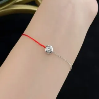 【鉅曜】30分鑽石手鍊 紅繩半鍊/全鍊-兩款任選(培育鑽石 鑽石 真鑽 手鍊 禮物)