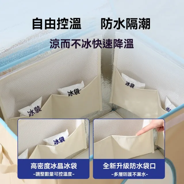 【Quality 聚家】降溫寵物窩 寵物空調房 寵物冰屋 夏季寵物窩 冷氣窩大號（三面冰袋/防潮內袋/藤編涼席墊）