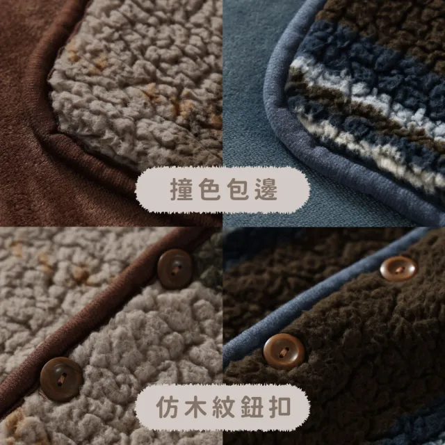 【飛航模飾】WARM-HEARTED™ 羊羔絨X牛奶絨 雙絨披肩毯(贈牛皮紙禮盒 保暖 車用毯 毛毯)
