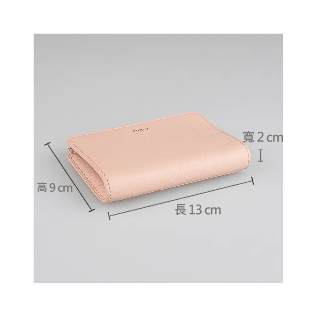 【FURLA 芙拉】FURLA Goccia大寫英文LOGO粒面牛皮內搭尼龍4卡L型拉鍊零錢包(中/粉米色)