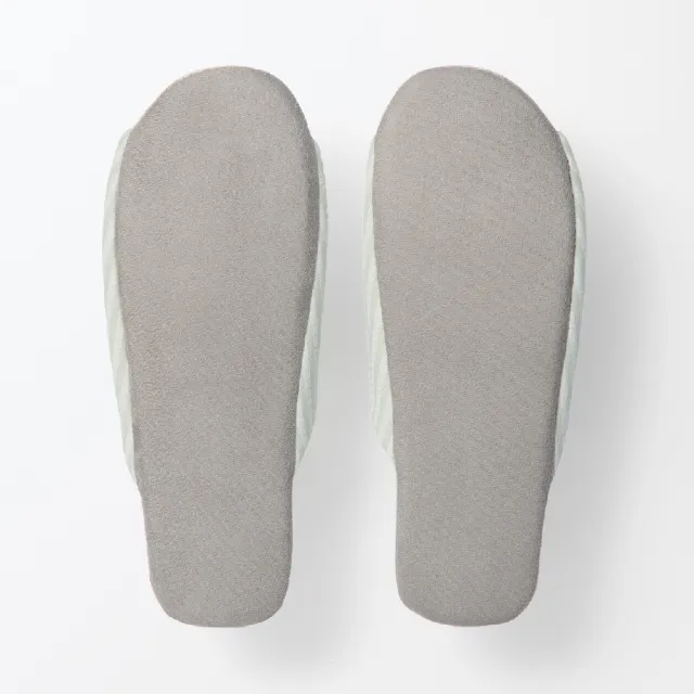 【MUJI 無印良品】凹凸織前開拖鞋(藍色/淺綠)