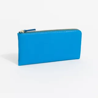 【uniarts】歐系真皮經典單拉鍊長夾(霓虹藍)