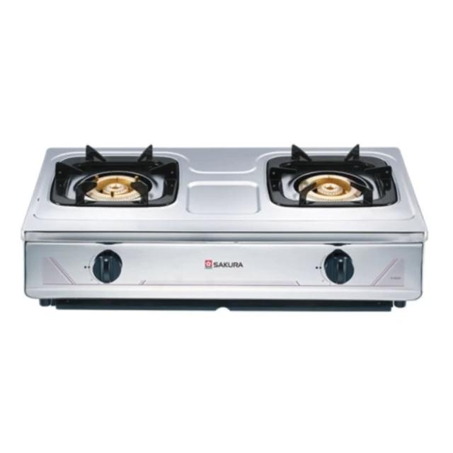 SAKURA櫻花牌 G-632K SAKURA櫻花牌 G-632K 雙口瓦斯爐,採用臺灣製造不鏽鋼爐臺與純銅爐頭,傳統外擴火焰設計,提供均勻加熱。壓轉式點火方便使用,機體尺寸700 x 380 x 190 mm,適閤家庭廚房。支援天然瓦斯(NG1)或液化瓦斯(LPG),瓦斯消耗量9~10kW,能源效率第二級,BSMI許可R51085,保固1年,標準安裝。