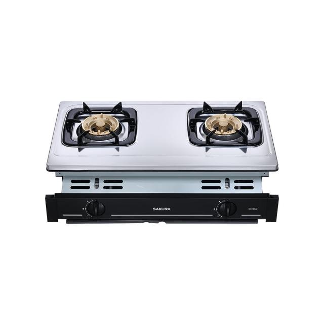  SAKURA櫻花牌 G-6130 雙口瓦斯爐臺，採用不鏽鋼爐臺材質，耐用抗鏽，適閤家庭廚房使用。傳統外擴火焰設計，提供均勻加熱，壓轉式點火操作簡易便捷。瓦斯消耗量9~10kW，能源效率第二級，節能環保。支援天然瓦斯(NG1)與液化瓦斯(LPG)，挖孔尺寸670 × 325 mm，機體尺寸(含爐架)705 × 450 × 235 mm。BSMI許可字號R51085，全機1年保固，標準安裝，選購安心。 