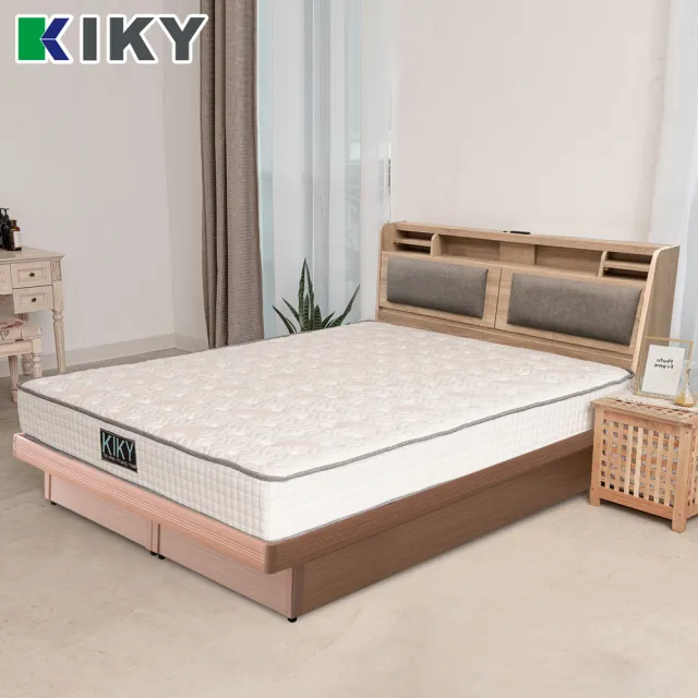 【KIKY】伽羅夜燈插座收納二件組雙人加大6尺(床頭片+掀床底)
