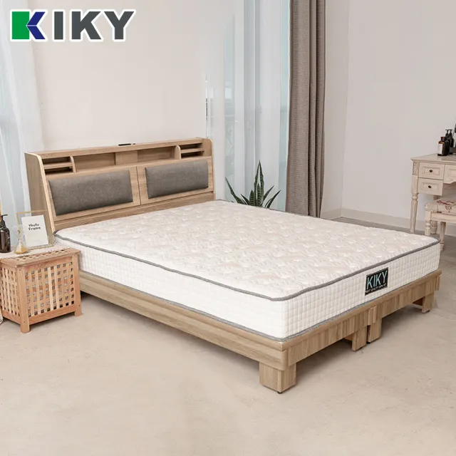 【KIKY】伽羅夜燈插座收納二件組單人加大3.5尺(床頭片+高腳六分床底)