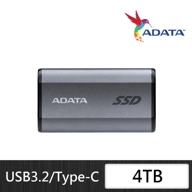 【ADATA 威剛】Elite SE880 4TB 外接式SSD固態硬碟 鈦灰(附雙介面線材/最高讀寫2000/2000MB/s)