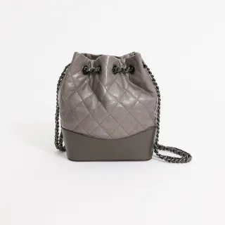 【uniarts】歐系真皮JANA鏈帶後背肩背水桶包(深灰)