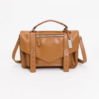 【uniarts】歐系真皮Modern現代美學系列雙飾帶包-小(焦糖駝/時尚書包)