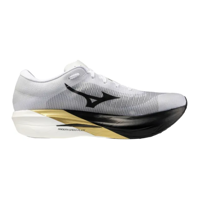 【MIZUNO 美津濃】HYPERWARP ELITE 男款 馬拉松鞋 路跑鞋 J1GC267301 白 黑 金 碳纖維板 競速 摺紙系列