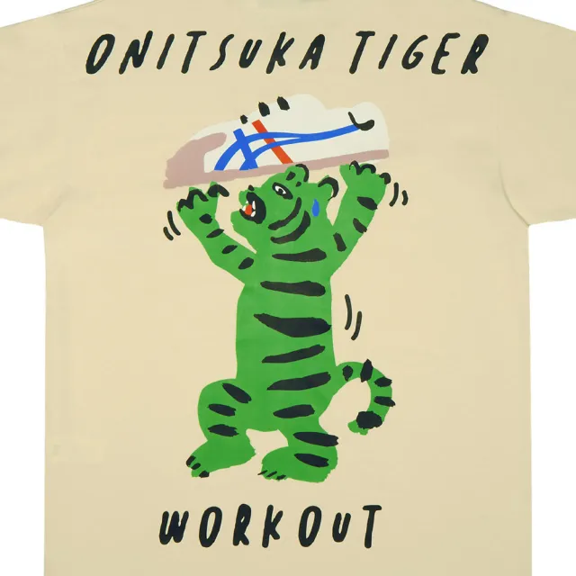 【Onitsuka Tiger】Onitsuka Tiger鬼塚虎-米色老虎印花塗鴉短袖上衣(2183B623-750)